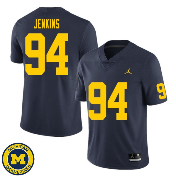 Men's University of Michigan #94 Kris Jenkins Navy College Game Football Jersey